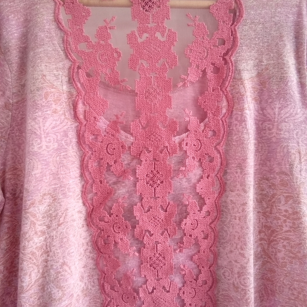 Apt. 9 Pink Ombre Lace-Back Scoop-Neck Tunic Top, Size 2X - Picture 7 of 10